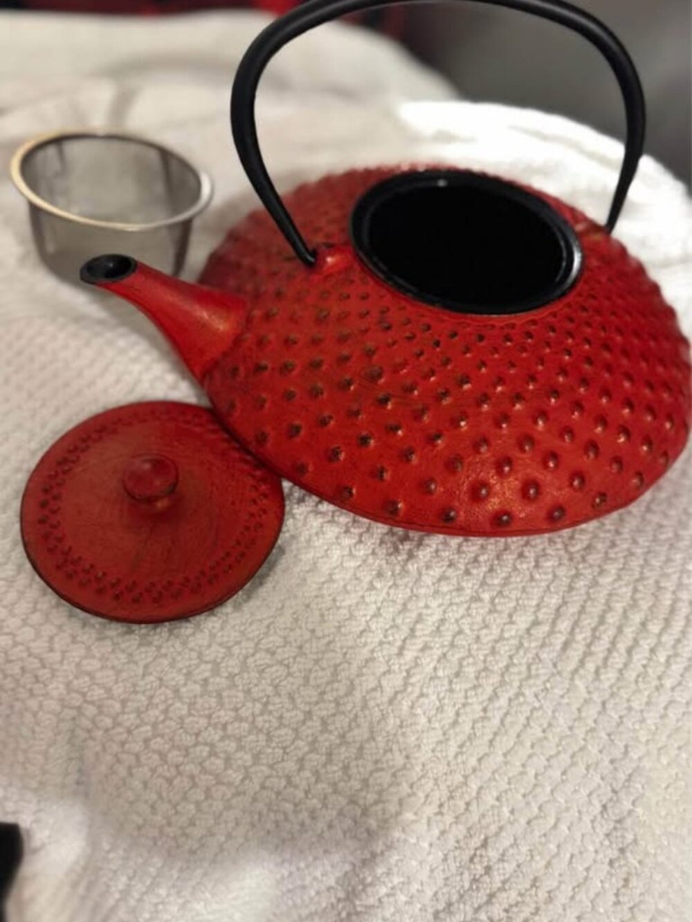 Cast Iron teapot red beautiful red